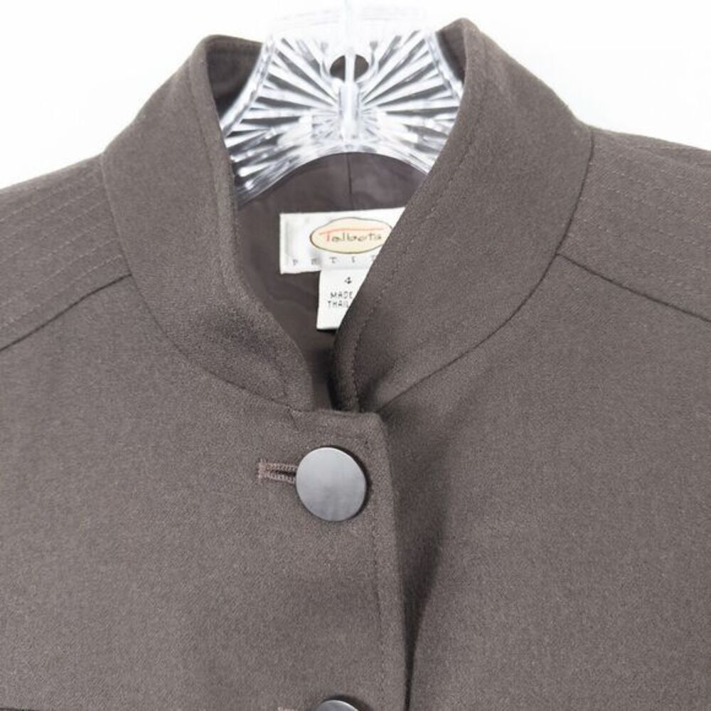 Talbots Italian Wool Blend Military Style Jacket Womens Petite 4 Chocolate Brown - Picture 10 of 16